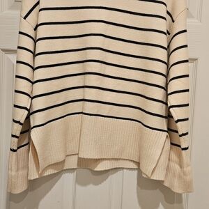 Zara Cream and Black Striped Sweater